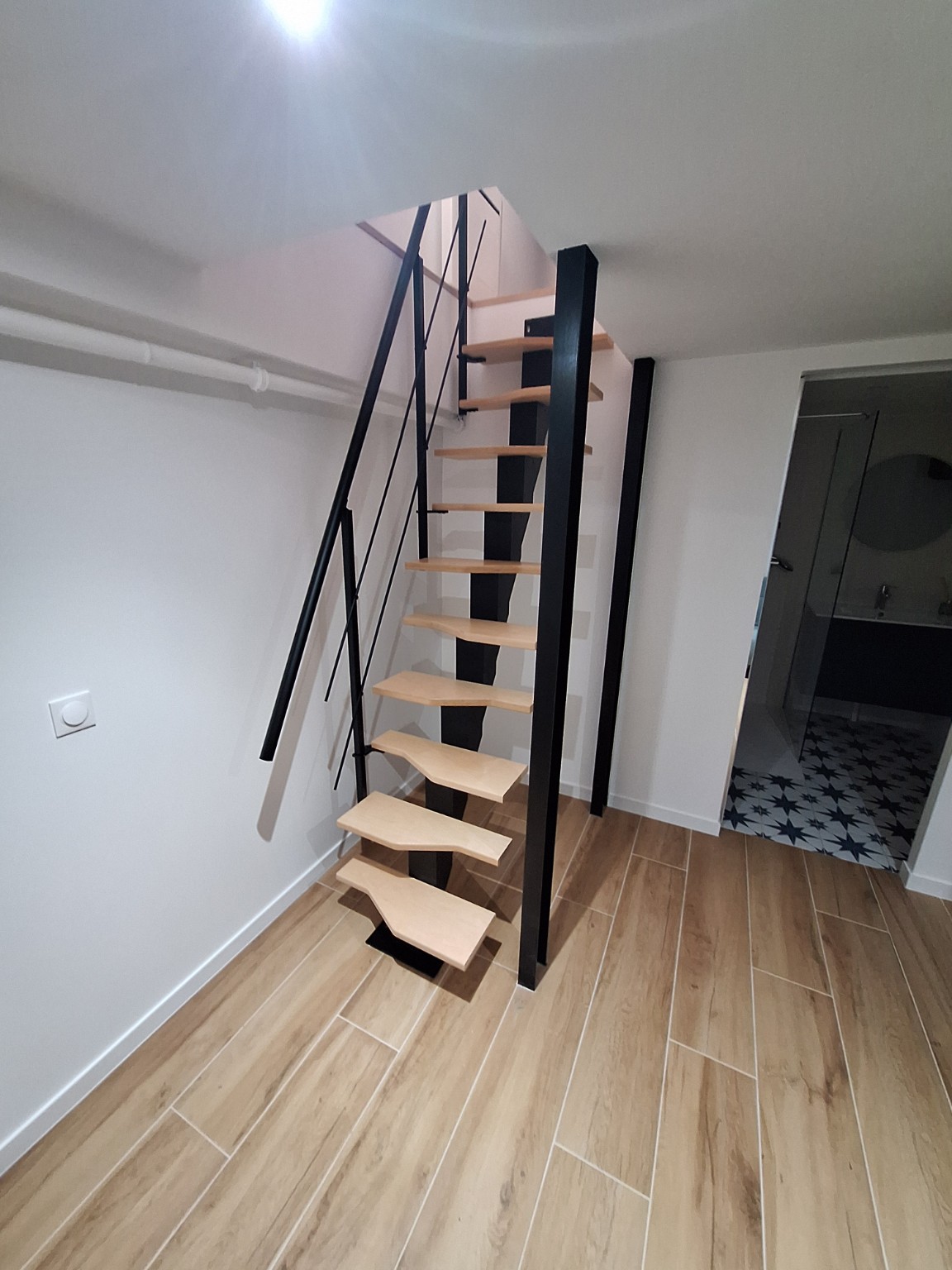 Escalier contemporain bois et métal
