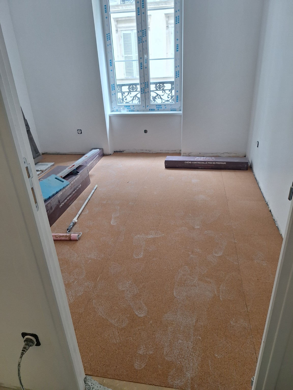 Chambre en cours de préparation avant pose du parquet
